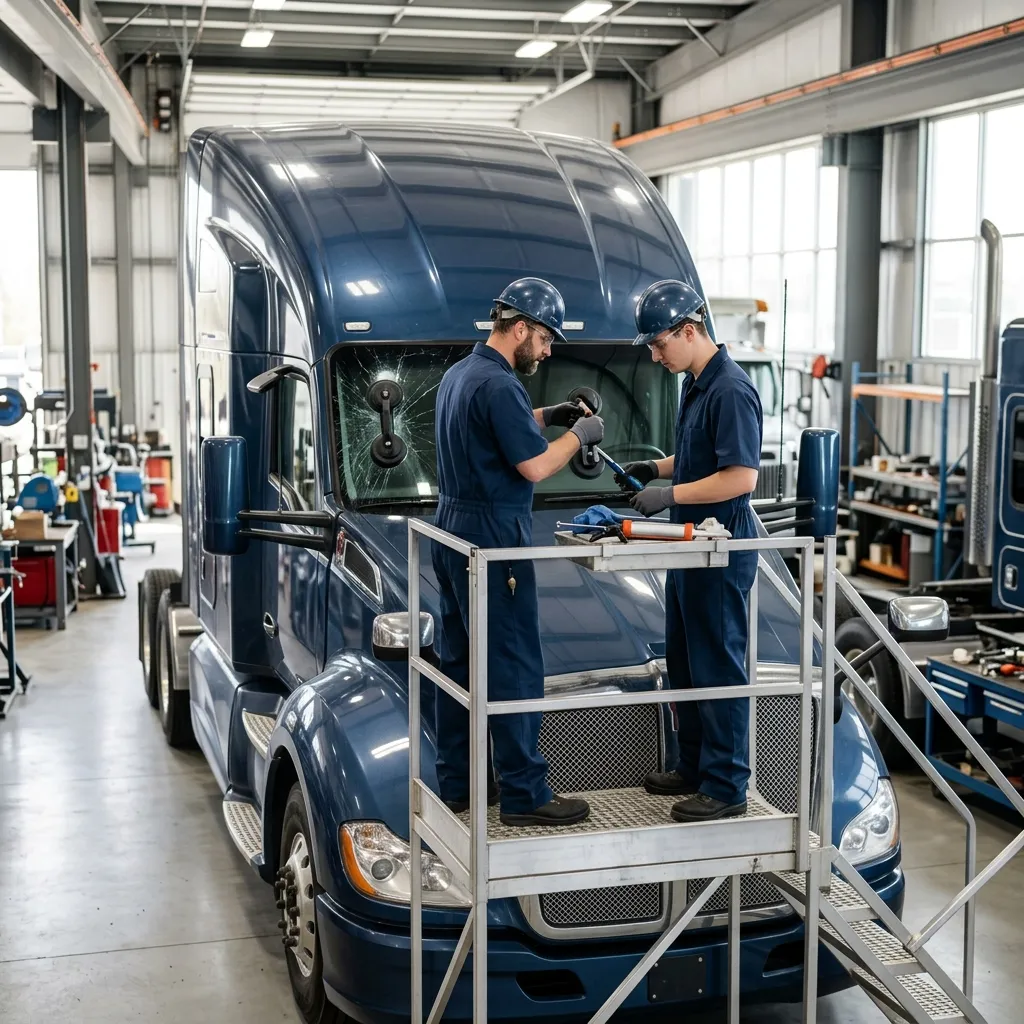 Replacing the windshield on a large tour bus