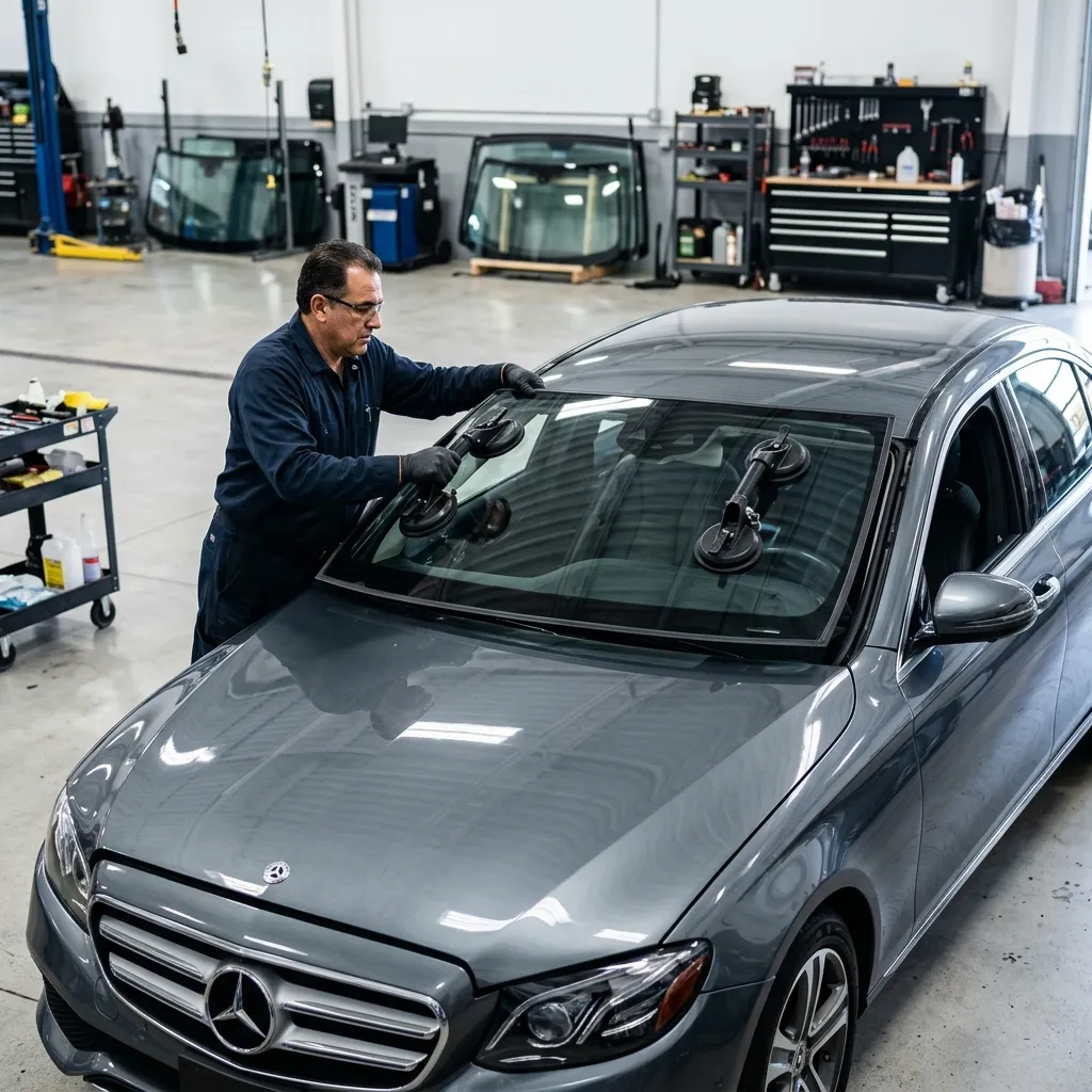 Installation of a new car side window after broken glass